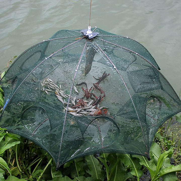 Fischernetz, tragbares Fischreusennetz, 8-Loch-Fischreusen, Fischnetz, faltbares Nylon-Fischernetz z