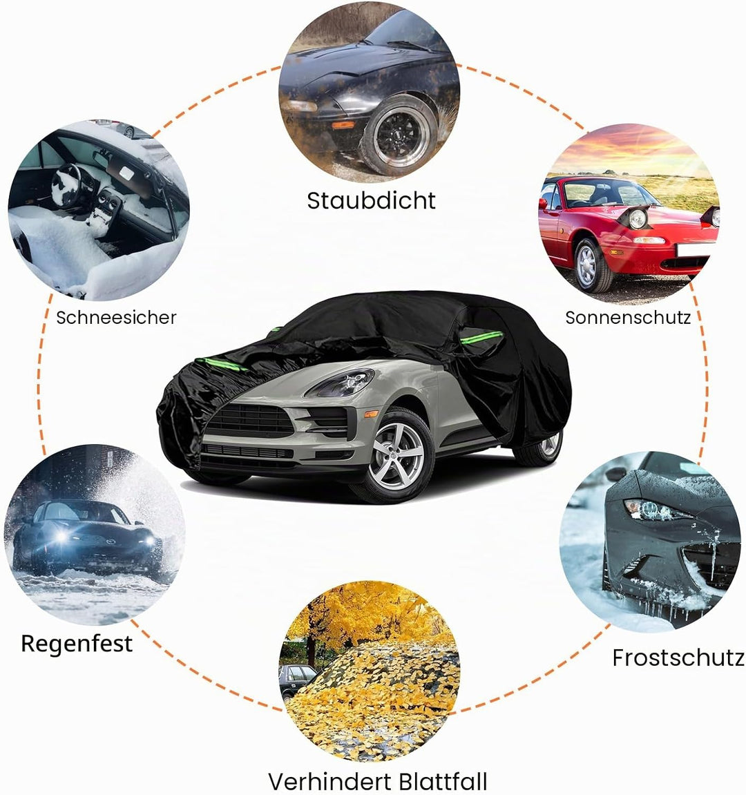 wasserdichte Autoabdeckung Ersatz für 2014–2023 Porsche Macan, 6 Schichten Auto Abdeckung Outdoor Al