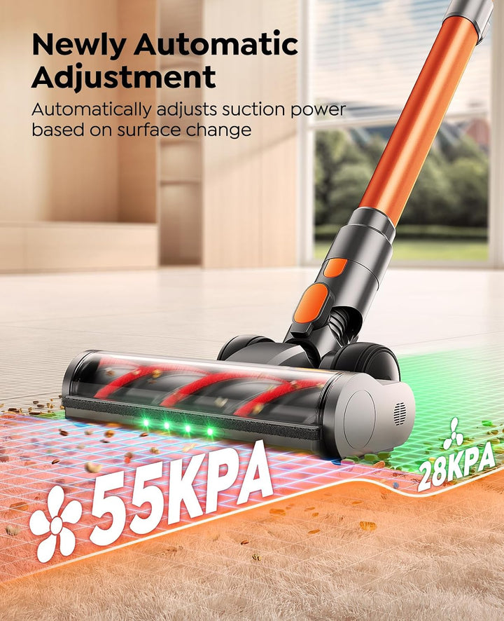 Fieety Akku Staubsauger,600W/50kPa/65Min Staubsauger Kabellos mit Wandmontierte Ladestation, Aromath