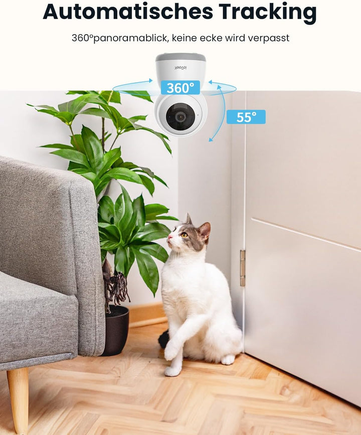 ieGeek 2K Überwachungskamera Innen,2.4G/5GHz WLAN Kamera,Babyphone mit Kamera,15M Nachtsicht,Bewegun