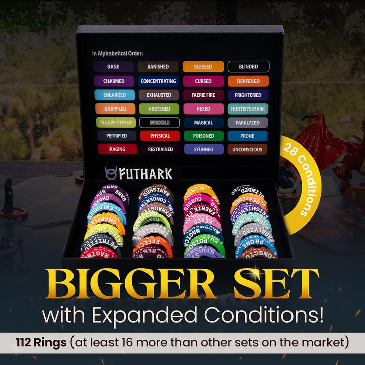 Futhark DND Condition Rings Set: Beseitigen Sie Verwirrung mit 112 lebendigen DND-Zustandsmarkern fü