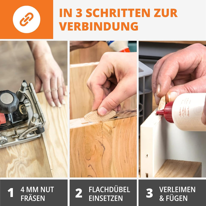 Flachdübel Grösse 10 von WFix | 250 Stück | Buchen Dübel in Eurobox | Kompatibel mit Dübelfräse & La