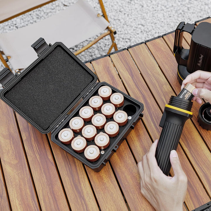 KIWIFOTOS Batterie-Organizer mit 15 Steckplätzen, Typ D, robust, IP67, wasserdicht, LR20/D/AM1 Zelle