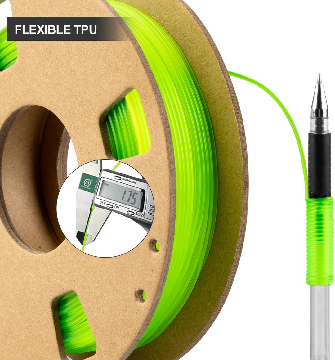 TPU Filament 1.75mm Bundle, TINMORRY TPU 3D Drucker Filament, 200g x 5 Spools, Black+White+Transpare