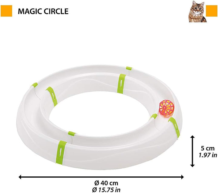 Ferplast Katzenspielzeug MAGIC CIRCLE, Spiel für Katzen Modular Circuit, Farbball Inklusive, Ø 40 x