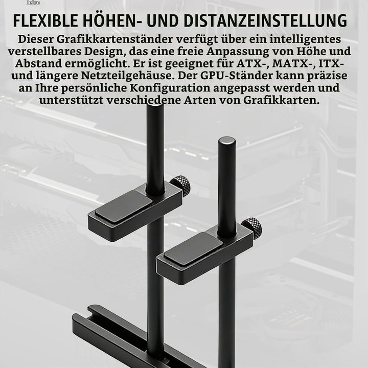 GPU Halterung mit Niveau: Höhenverstellbare Grafikkarten Stütze Zwei Stützstangen, Verhindert GPU Dr