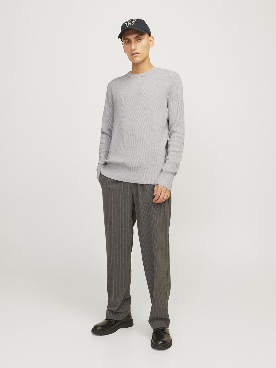 JACK & JONES Male Strickpullover Einfarbig Strickpullover XS Light Grey Melange, XS Light Grey Melan