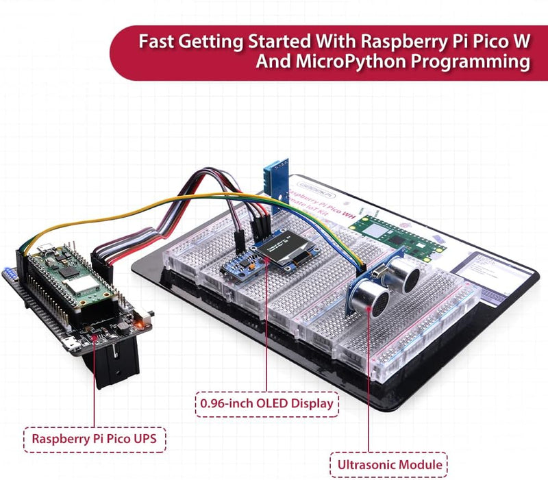 GeeekPi Raspberry Pi Pico W IoT Starter Kit MicroPython Programing Kit with Raspberry Pi Pico W Brea