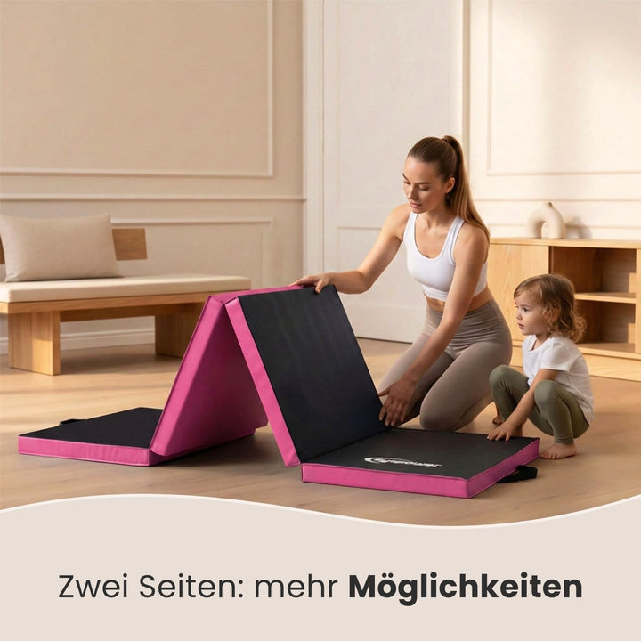 eyepower klappbare Turnmatte für Zuhause 180x60x5 cm - dicke Gymnastikmatte - Weichbodenmatte faltba