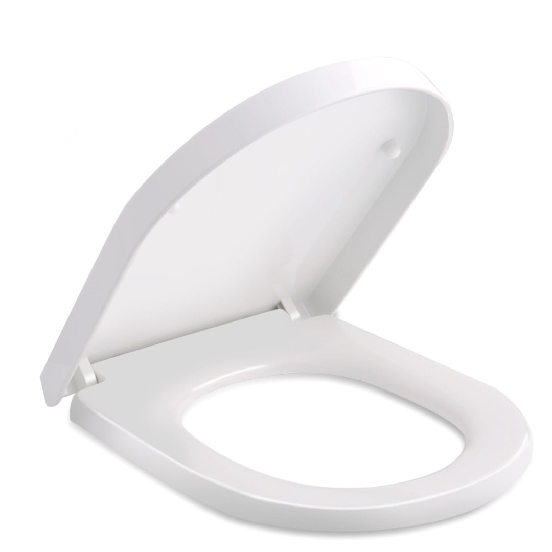 Himimi WC Sitz mit Absenkautomatik, Toilettendeckel D-Form mit Einstellbares Edelstahlscharnier, Klo