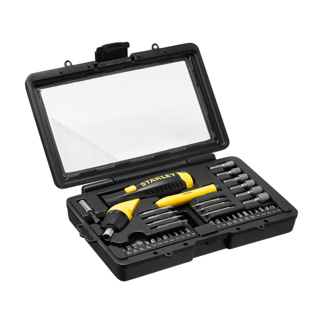 Stanley Ratschen Bit-Set, Gelenkgriff, 35-tlg (SL5/6/7 mm PH1/2/3 TX10/15/20/25/27/30 Innensechskant