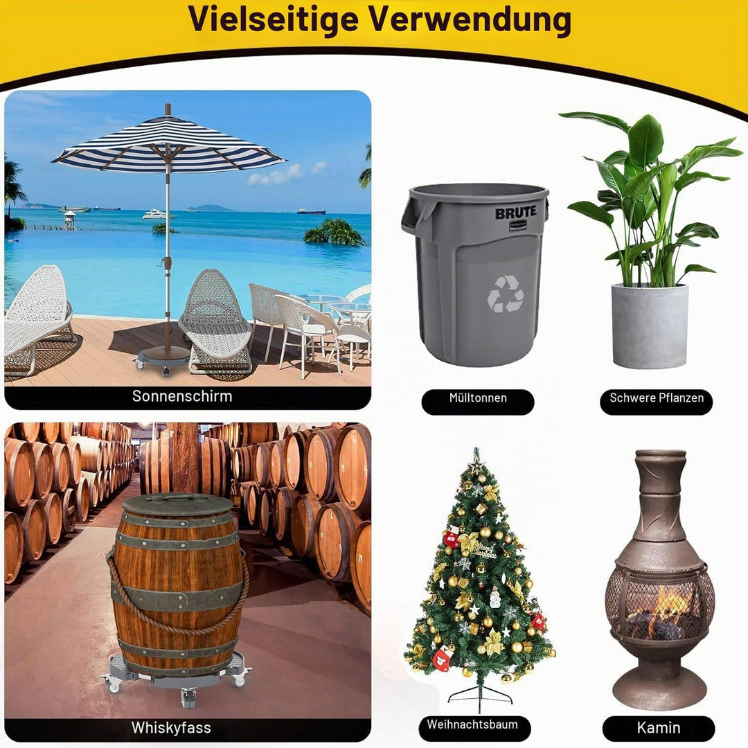 WELDUN Pflanzenroller Ø 40-57 cm, Rollbrett 200KG Tragkraft, Untersetzer Blumentopf mit feststellbar