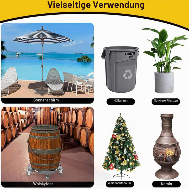 WELDUN Pflanzenroller Ø 40-57 cm, Rollbrett 200KG Tragkraft, Untersetzer Blumentopf mit feststellbar