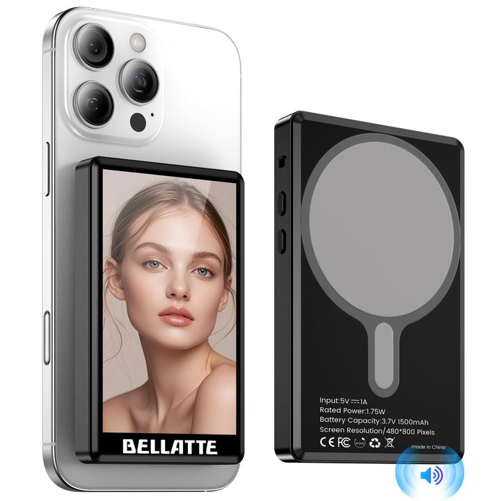 Vlog Selfie Monitor Bildschirm für iPhone & Android, 4K 30fps Aufnahme, Wireless Screen Mirroring, E