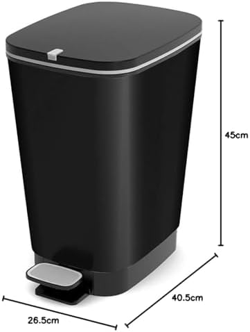 CURVER KIS Chic Bin Style Treteimer 35l mit Deckel und Pedal, Inneneimer, Küche und Bad, schwarz met