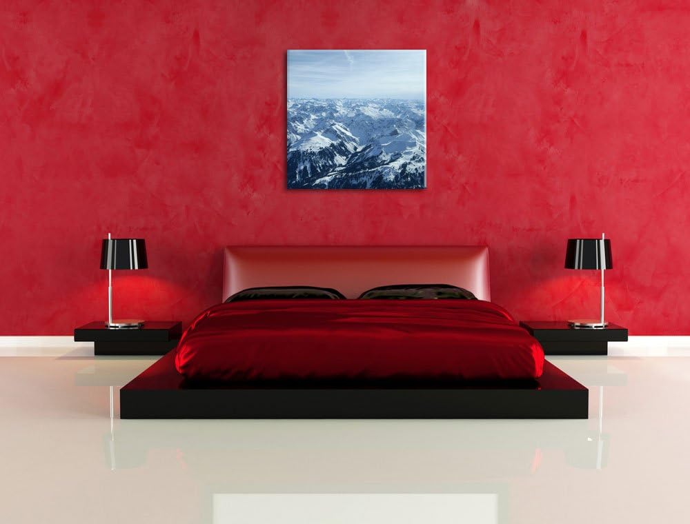 Pixxprint Alpen, Format: 70x70 auf Leinwand, XXL riesige Bilder fertig gerahmt mit Keilrahmen, Kunst