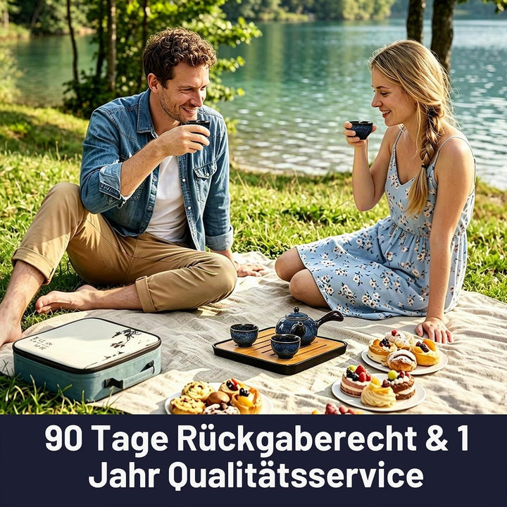 DUJUST Chinesische Gongfu-Teeset, glasierte Porzellan-Set mit 1 Teekanne, 4 Tassen &amp; 1 Teetablett, t