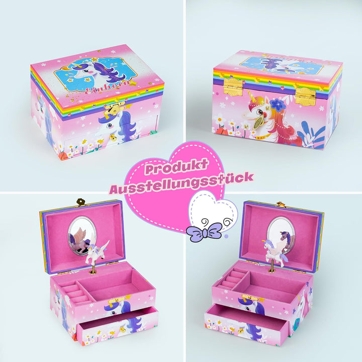 ADEL DREAM Schmuckschachtel für Mädchen mit Musik (5 Schmucksets) 2 Ausziehfächer Schmuck BoxTochter