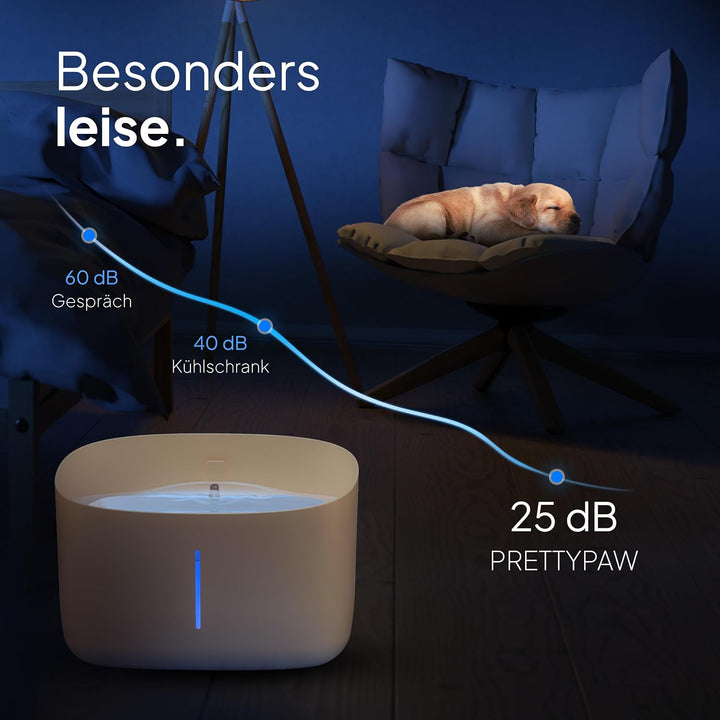 Pretty PAW® Trinkbrunnen für Hunde I Super leiser Hunde Trinkbrunnen mit 7 Liter Wassertank I BPA-fr