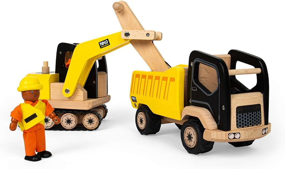 Tidlo T0415 Holzbagger Baufahrzeuge Spielzeug, Mehrfarbig