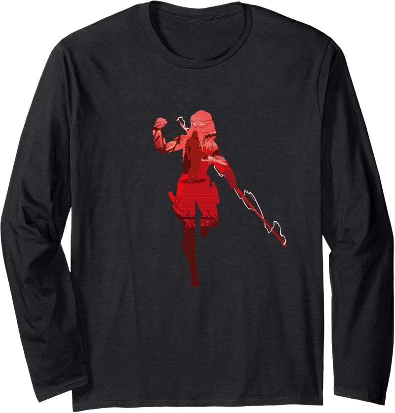 Marvel Avengers Game Black Widow Red Silhouette Langarmshirt