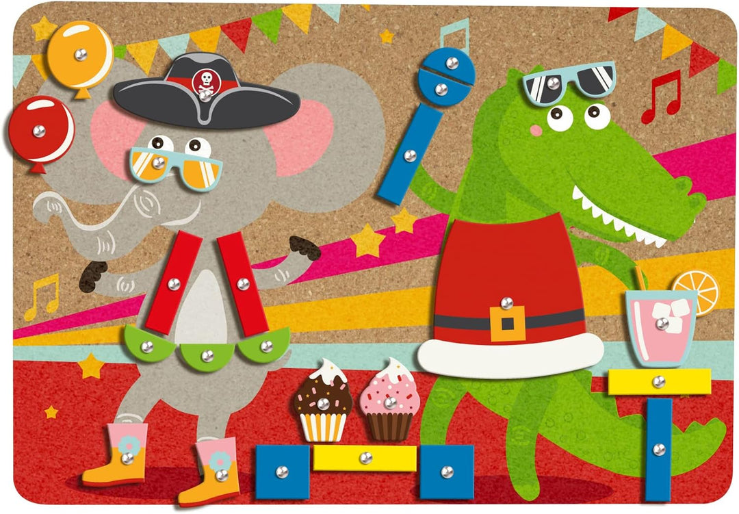 Lena 65835 - Hammerspiel Party, Nagelspiel mit 38 farbigen Teilen & 16 Sonderteile, XXL Grundplatte