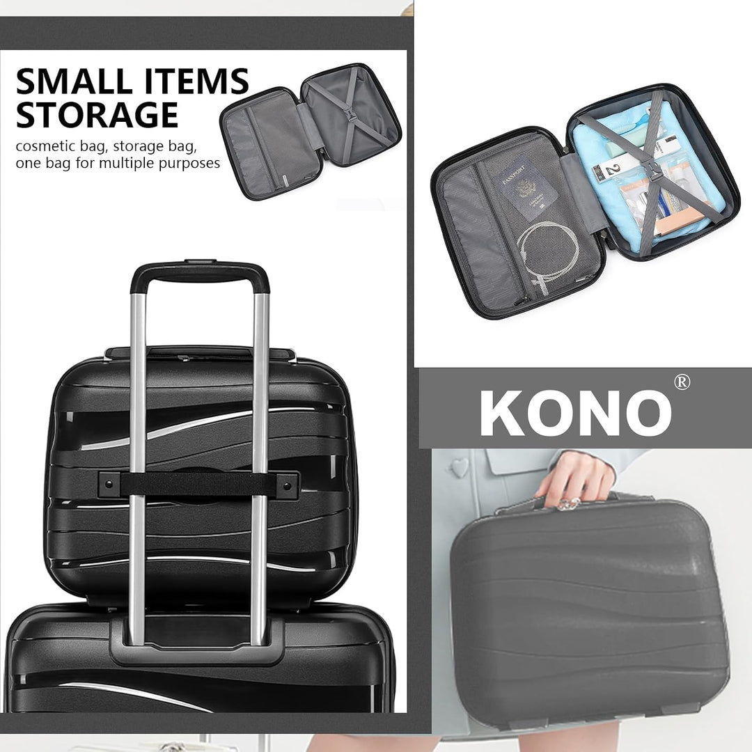 KONO Koffer Trolley 55cm Reisekoffer Set Leicht Hartschalenkoffer mit TSA Schloss Zwillingsrollen Ro