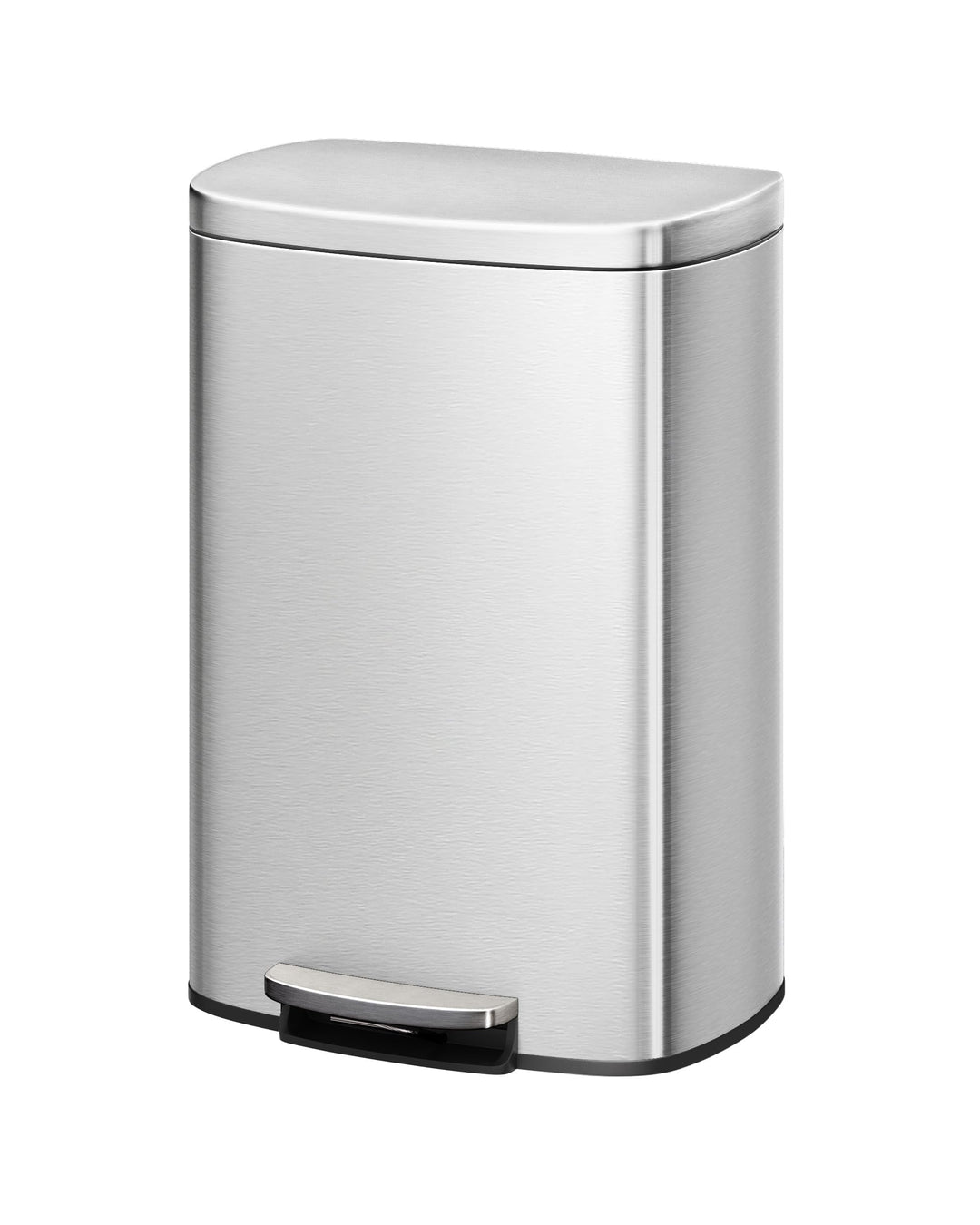 Garvee 50L Mülleimer Edelstahl, Ovaler Treteimer für Küche & Büro, Silberner Abfalleimer mit Soft-Cl