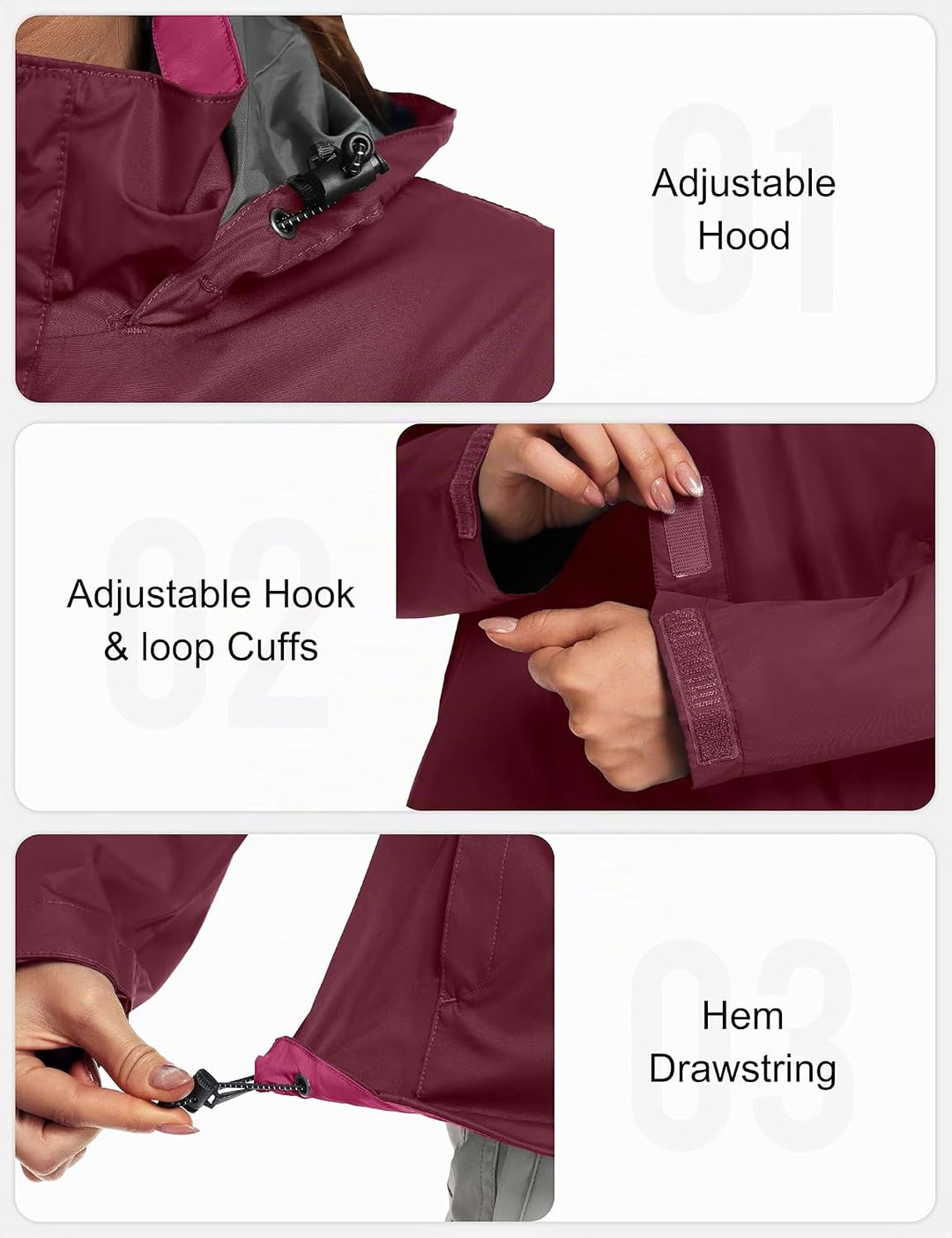 Little Donkey Andy Damen wasserdichte Regenjacke Leichte atmungsaktivem Regenjacke für Outdoor-Windb