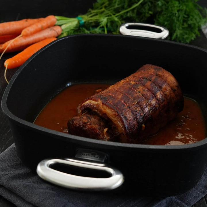 BAF quadratischer Bräter Induktion 28 x 28 cm - hoher Rand - kleine eckige Bratenpfanne beschichtet