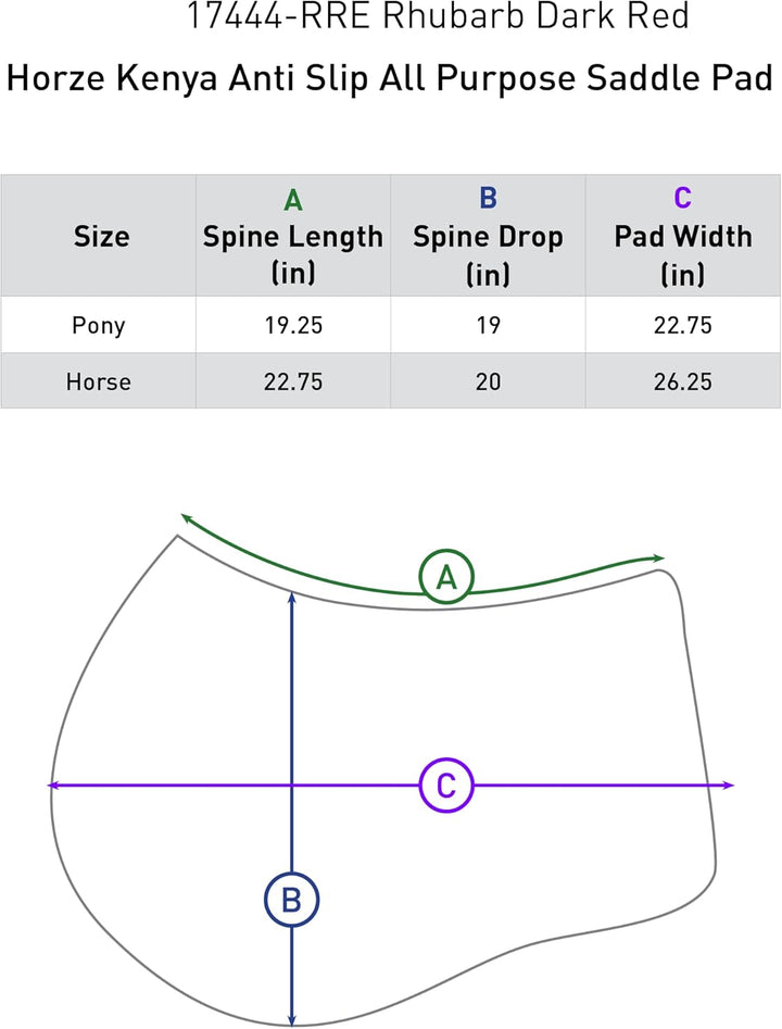 HORZE Kenya Anti-Rutsch-Allzweck-Schabracke Rhabarber Dunkelrot Horse, Rhabarber Dunkelrot Horse