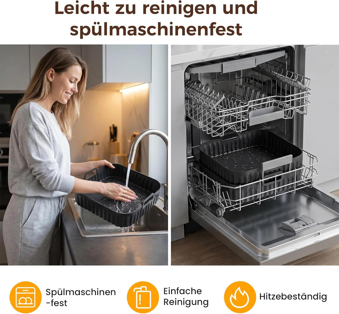 Airfryer Silikonform, Air Fryer Silikon Einsatz für Cosori Turbo Tower Pro/Smart 10,8L, Heissluftfri