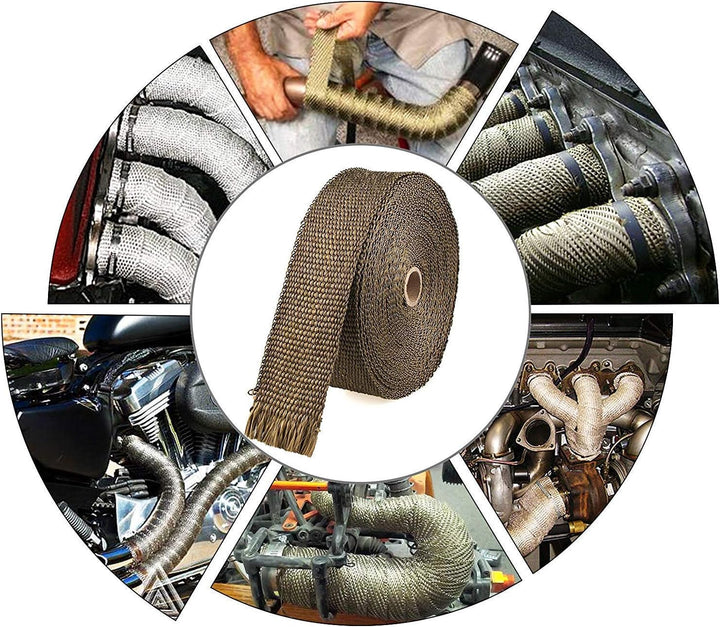 Hitzeschutzband Auspuff Motorrad Auspuffband Basaltfaser für Fächerkrümmer Thermoband Krümmerband 15