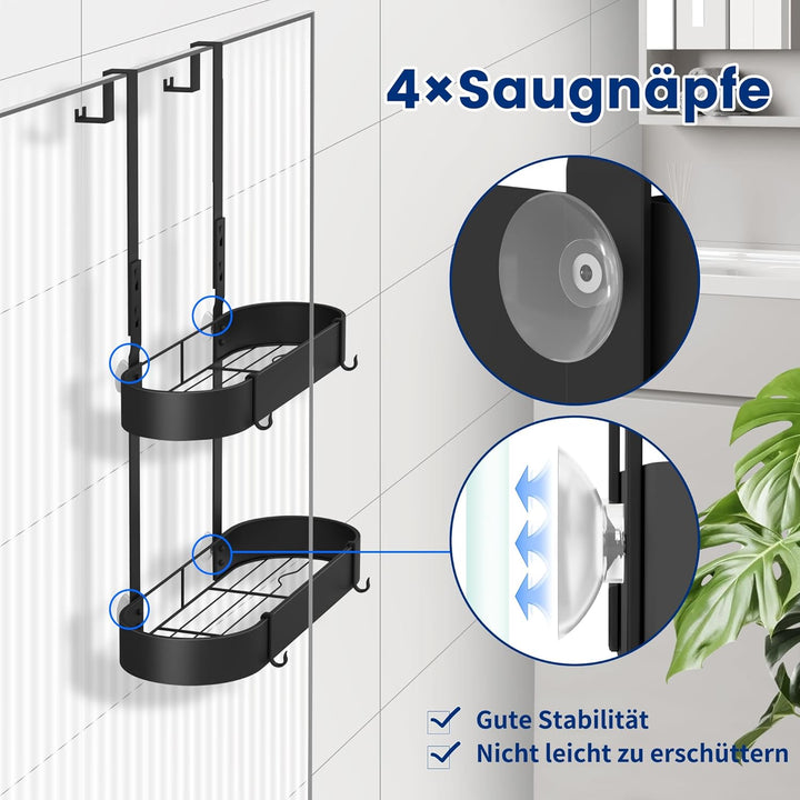 Duschregal Zum Hängen Duschablage Ohne Bohren Schwarz Badezimmer Organizer Duschkorb Shampoo Halteru