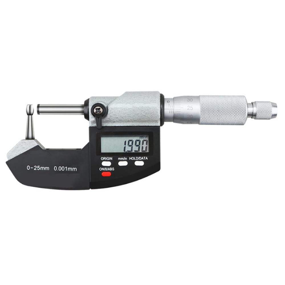 Messschieber, Digitalanzeige und Skalenanzeige, Mikrometer, Rohr, Kugel, Kugelamboss, 0–25 mm/0,001