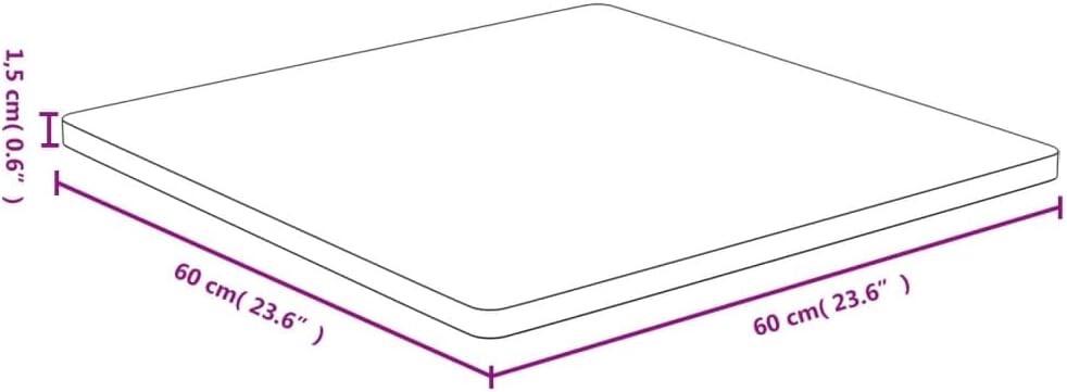 vidaXL Tischplatte 60x60x1,5 cm Bambus 60 x 60 x 1.5 cm, 60 x 60 x 1.5 cm