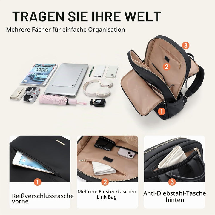 GOLF SUPAGS Laptop Rucksack für Damen Casual Daypack für Arbeit Reisen College Schulrucksack Handtas