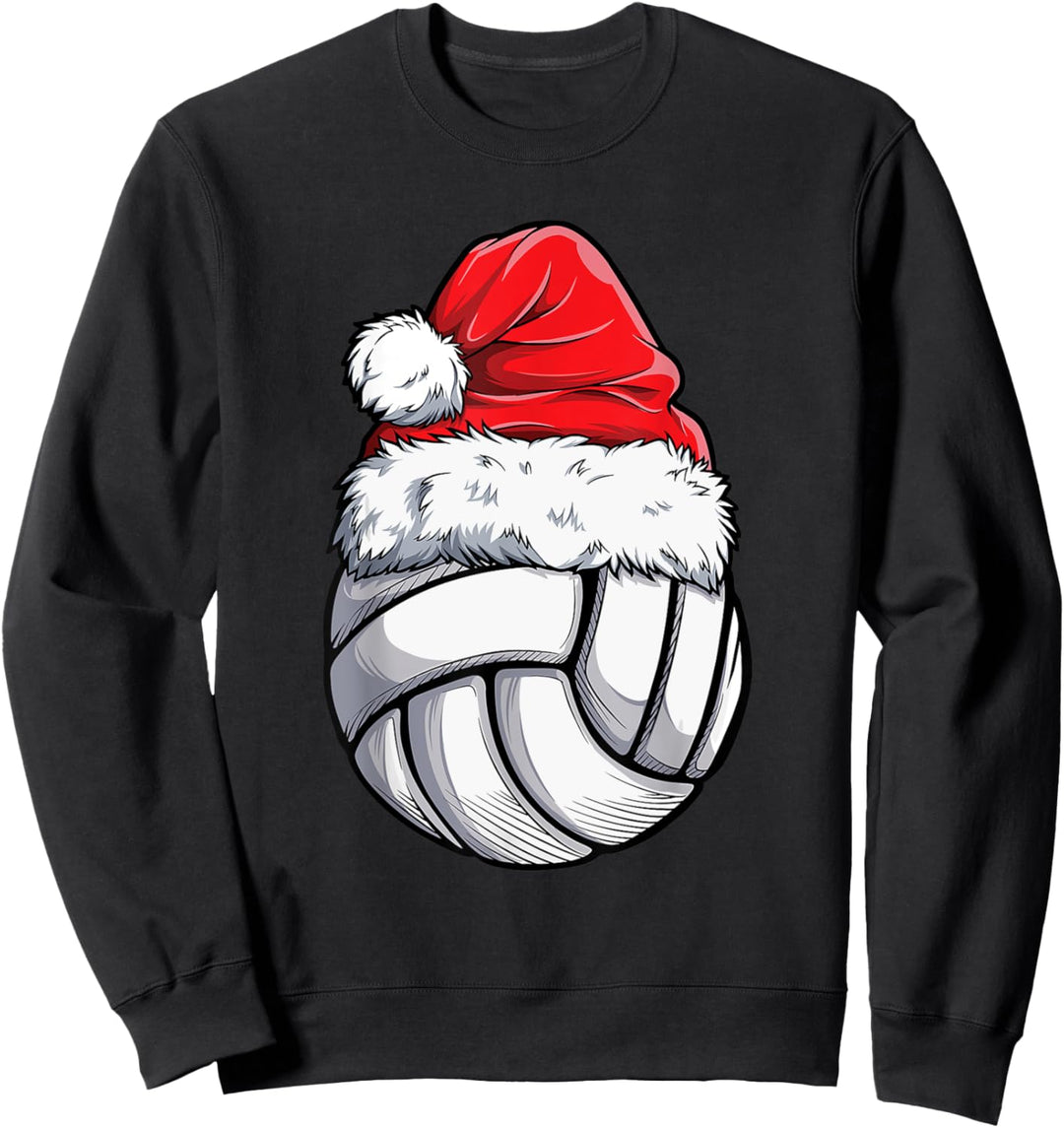 Santa Volleyball Weihnachtsmütze Lustiges Sport Volleyball Sweatshirt