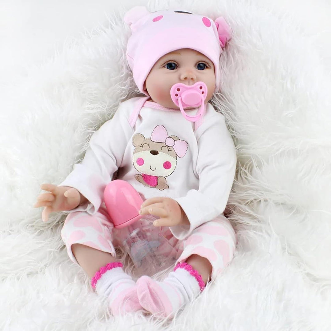 ZIYIUI 22Zoll Reborn Babypuppe Babys Puppe wie Echtes Baby Weiche Silikon Vinyl echt Babypuppen Lebe