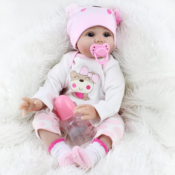 ZIYIUI 22Zoll Reborn Babypuppe Babys Puppe wie Echtes Baby Weiche Silikon Vinyl echt Babypuppen Lebe
