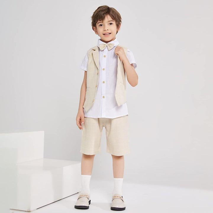LOLANTA 4 STK Kleinkind Junge Sommerhochzeit Kinderanzug, Festliche Anzüge Westen Set für Kinder, So