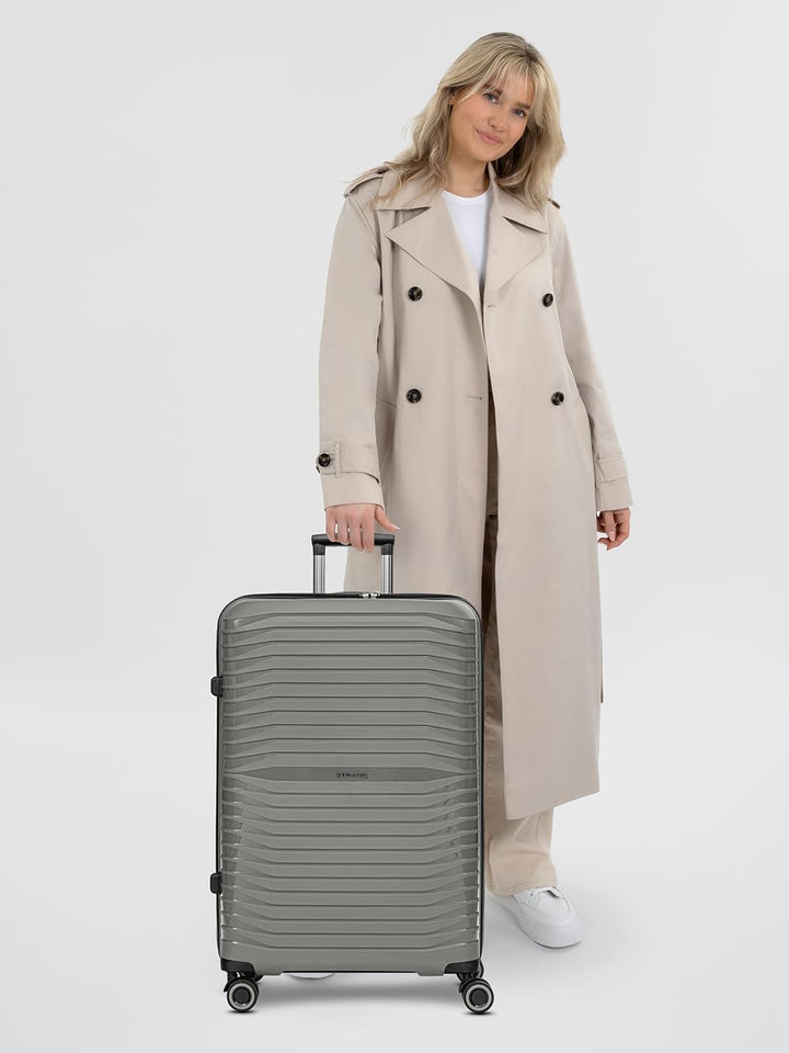 Stratic Shine Koffer gross | Trolley hergestellt aus Bruch- & Kratzfestem Polypropylen mit 4 Rollen,