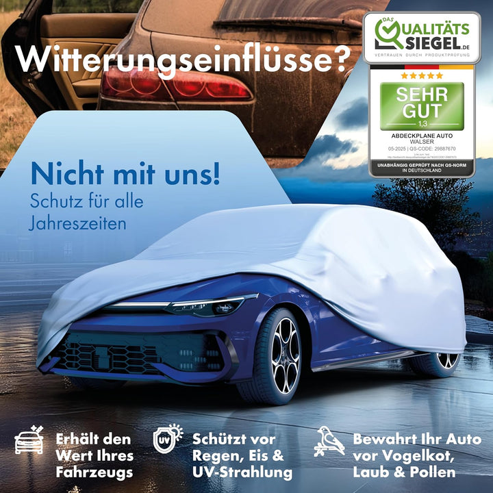 Walser Abdeckplane Auto All Weather Basic, Abdeckplane wasserdicht, 100% wetterfeste Auto Abdeckplan