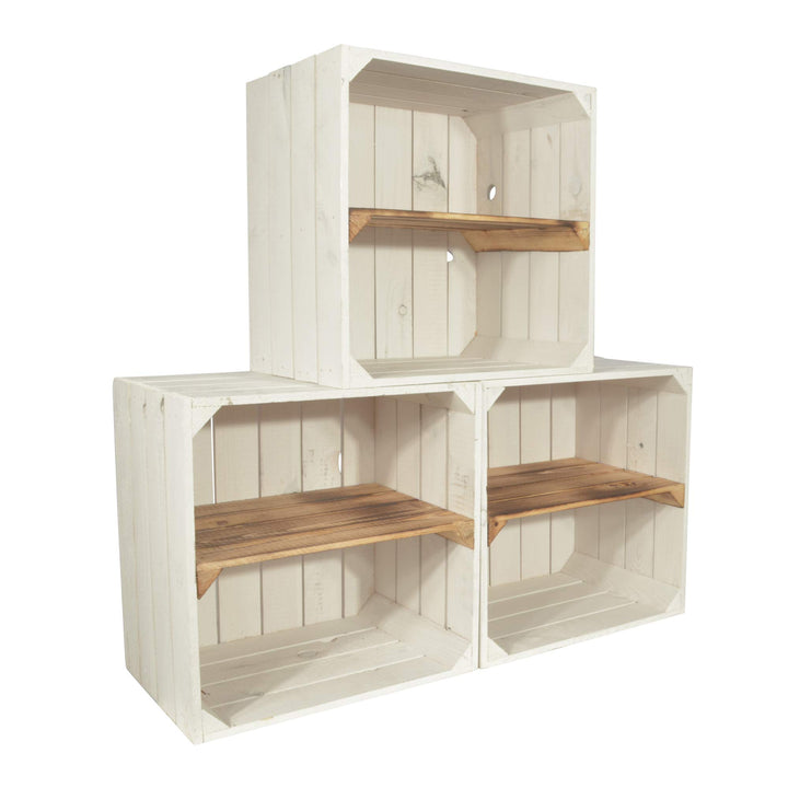 3 Set Weinregal Wino aus Holz - Weiss Geflammt 1x Regal Holzkiste 3 1x Geflammt Regal, 3 1x Geflammt