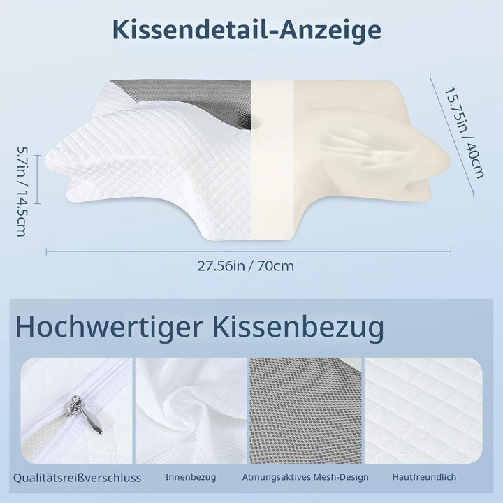 HOMCA Orthopädisches Kissen Memory Foam Nackenstützkissen für HWS Ergonomisches Kopfkissen für Rücke