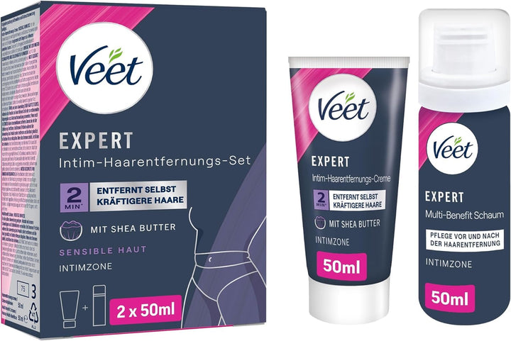 Veet Expert/Men Intim-Haarentferungs-Set für Sie und Ihn - Enthaarungscreme für den Intimbereich - i