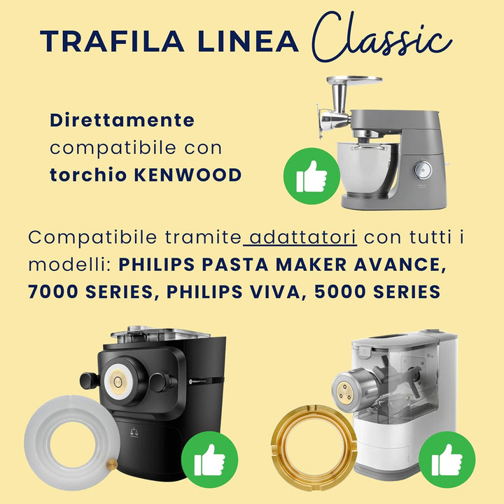 My Trafile - Matrize Linea Classic Nr. 40 Pappardelle 25 mm für Kenwood Presse kompatibel mit Philip