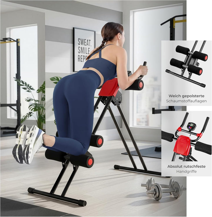 TecTake Bauchtrainer Rückentrainer AB Trainer mit Trainingscomputer | faltbar