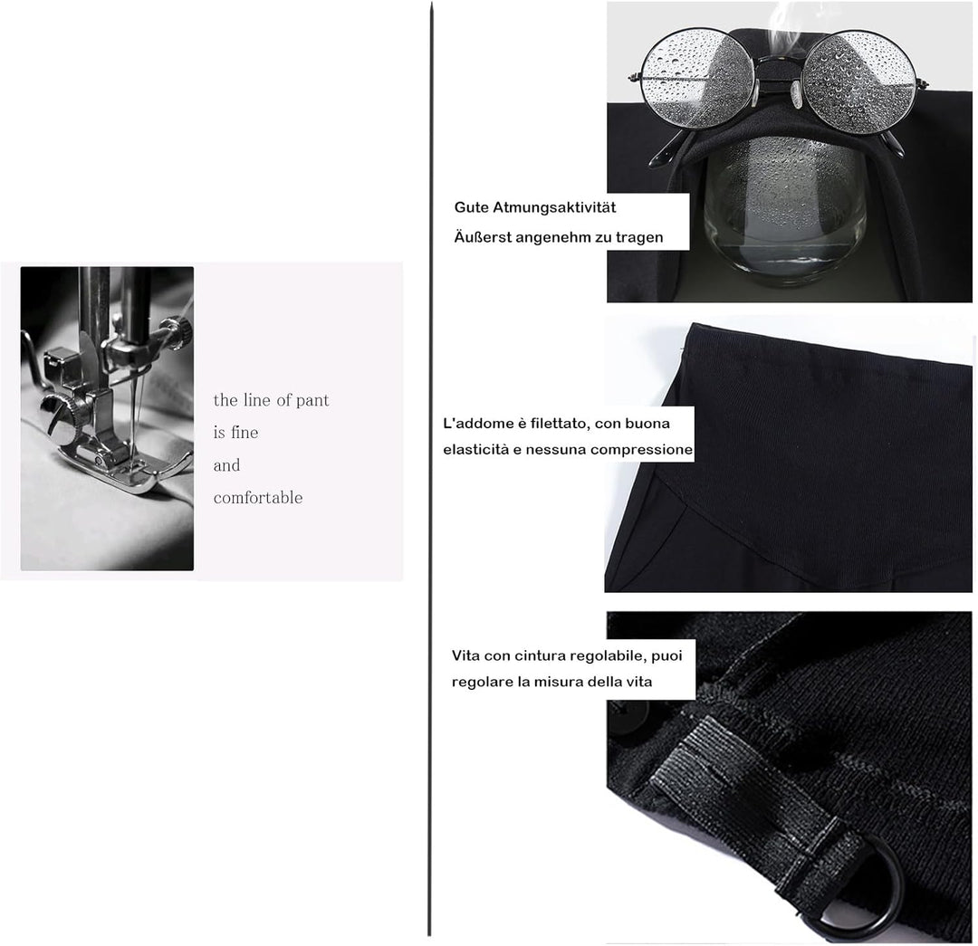 Olamao Umstandshose, gerade Hose, Neun-Punkt-Hose, verstellbare Taille, modisch und bequem Schwarz L
