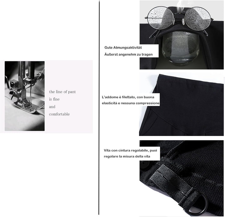 Olamao Umstandshose, gerade Hose, Neun-Punkt-Hose, verstellbare Taille, modisch und bequem Schwarz L